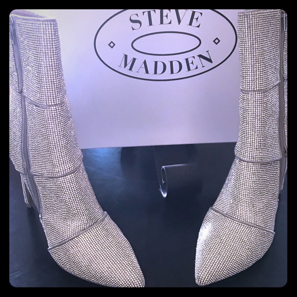 Steve Madden rhinestone 4” heel booties